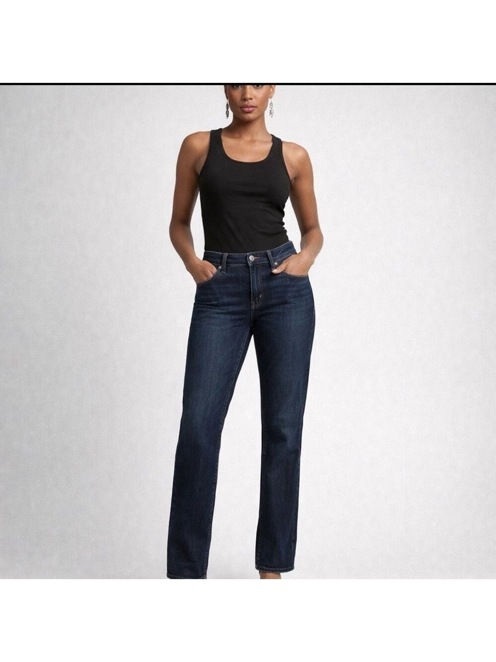 LEVEL 99 LILY CROP SKINNY STRAIGHT JEANS WOMENS SIZE 28 DARK WASH STRETCH FIT